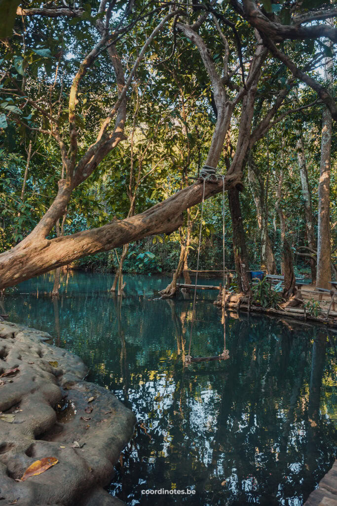 On top of the Kuang Si waterfall