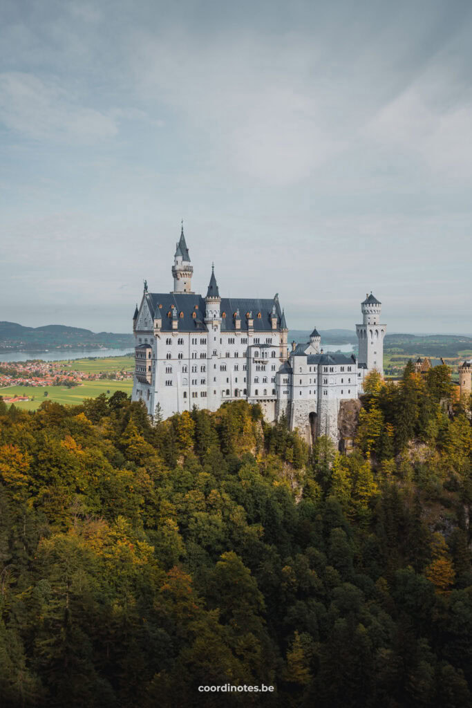 Schloss Neuschwanstein | Coordinotes Schloss Neuschwanstein castle on top of a hill surrounded by trees