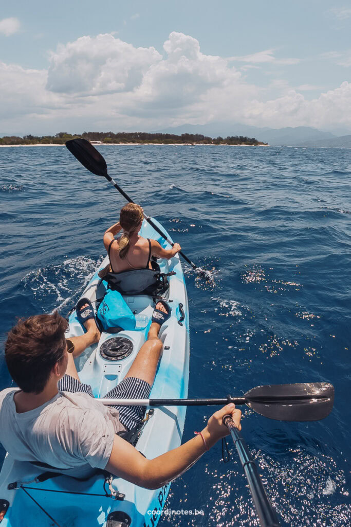 Rent a kayak and go to Gili Meno