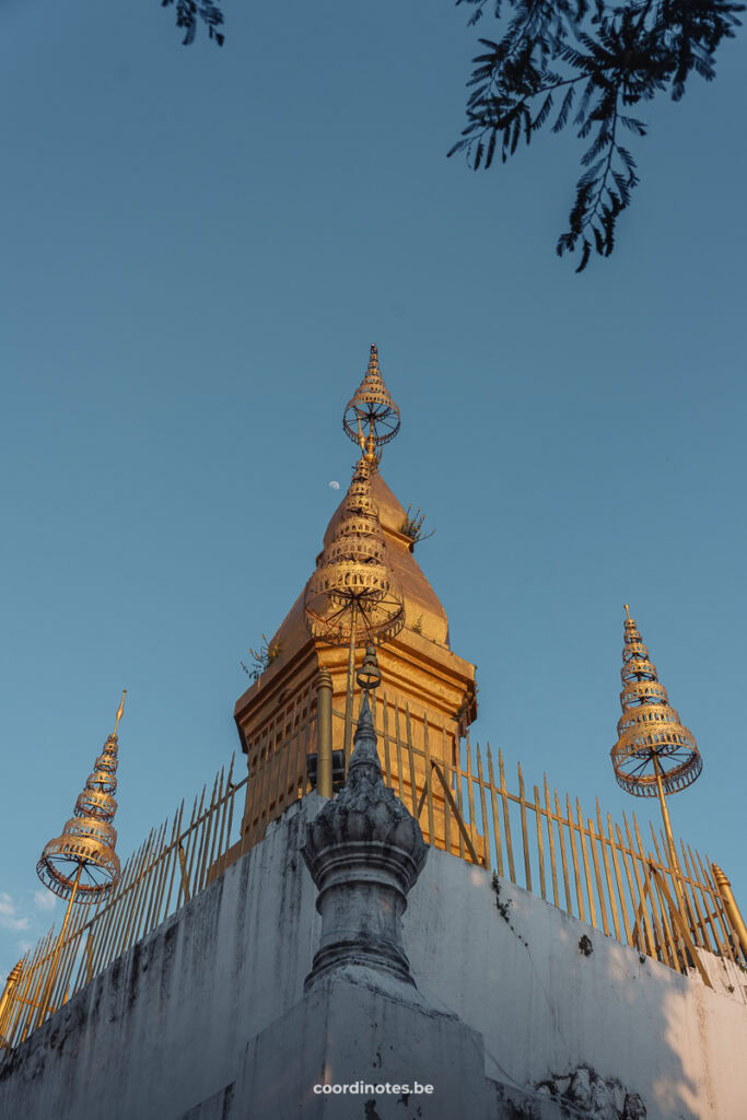 The Golden stupa on the top of Mount Phousi in Luang Prabang