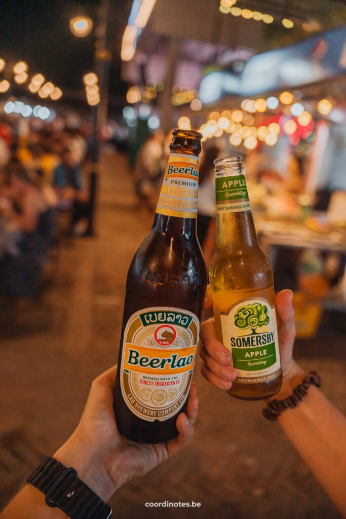 A Beerlao and a Somersby that we bought at the night and Streetfood market in Luang Prabang