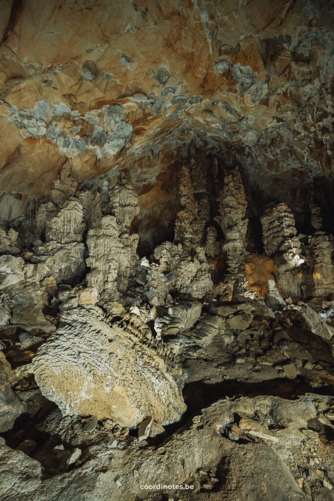 Stalactites and stalagmites inside Kong Lor Cave