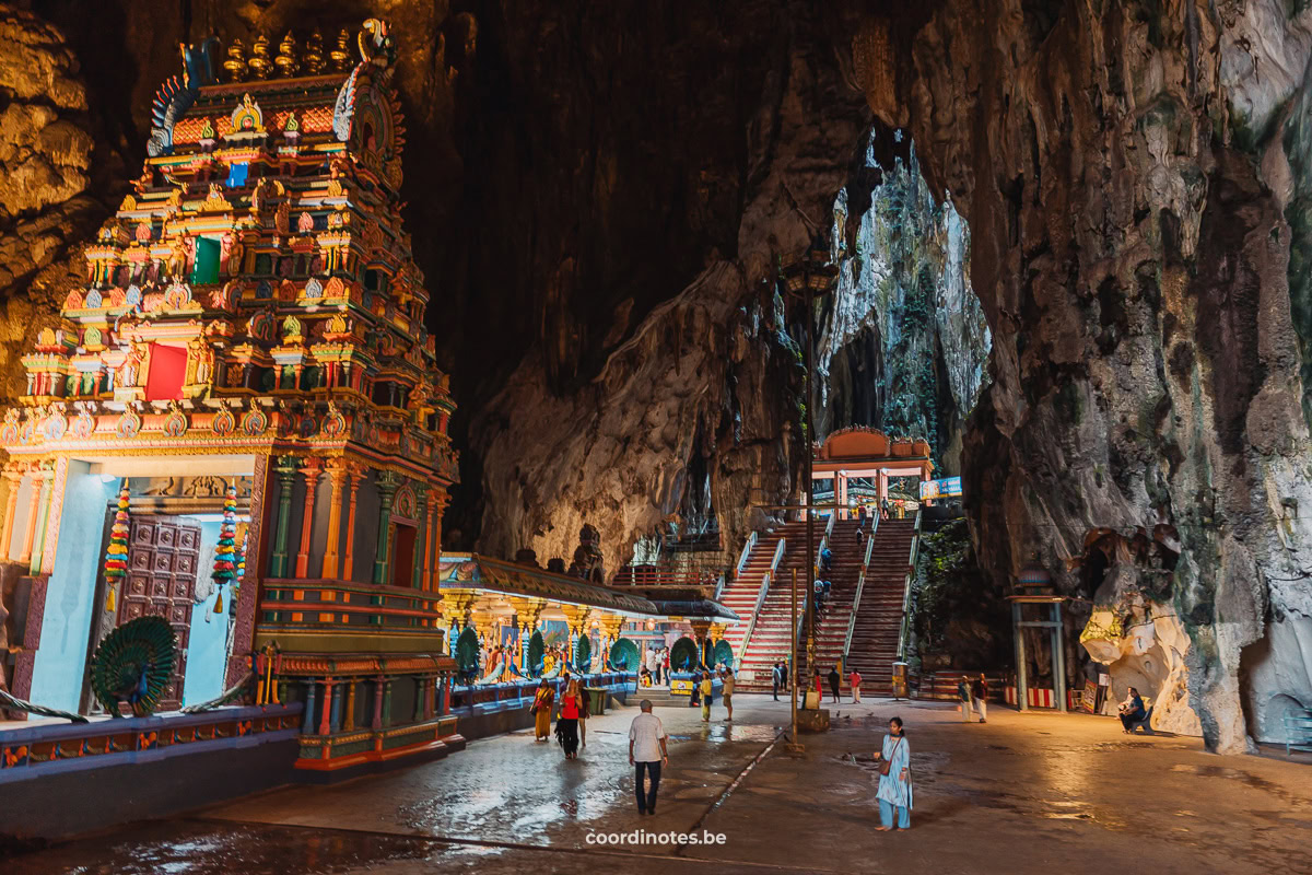 A big and colorful hind temple inside the Batu Caves