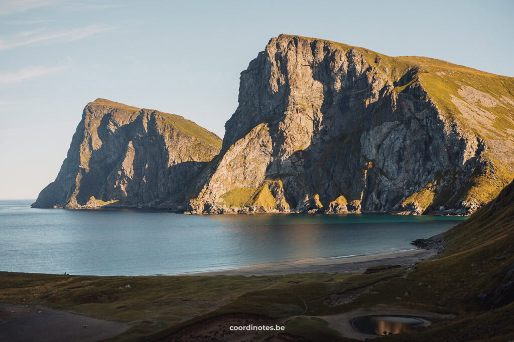 Kvalvika Beach with a view on Ryten mountain