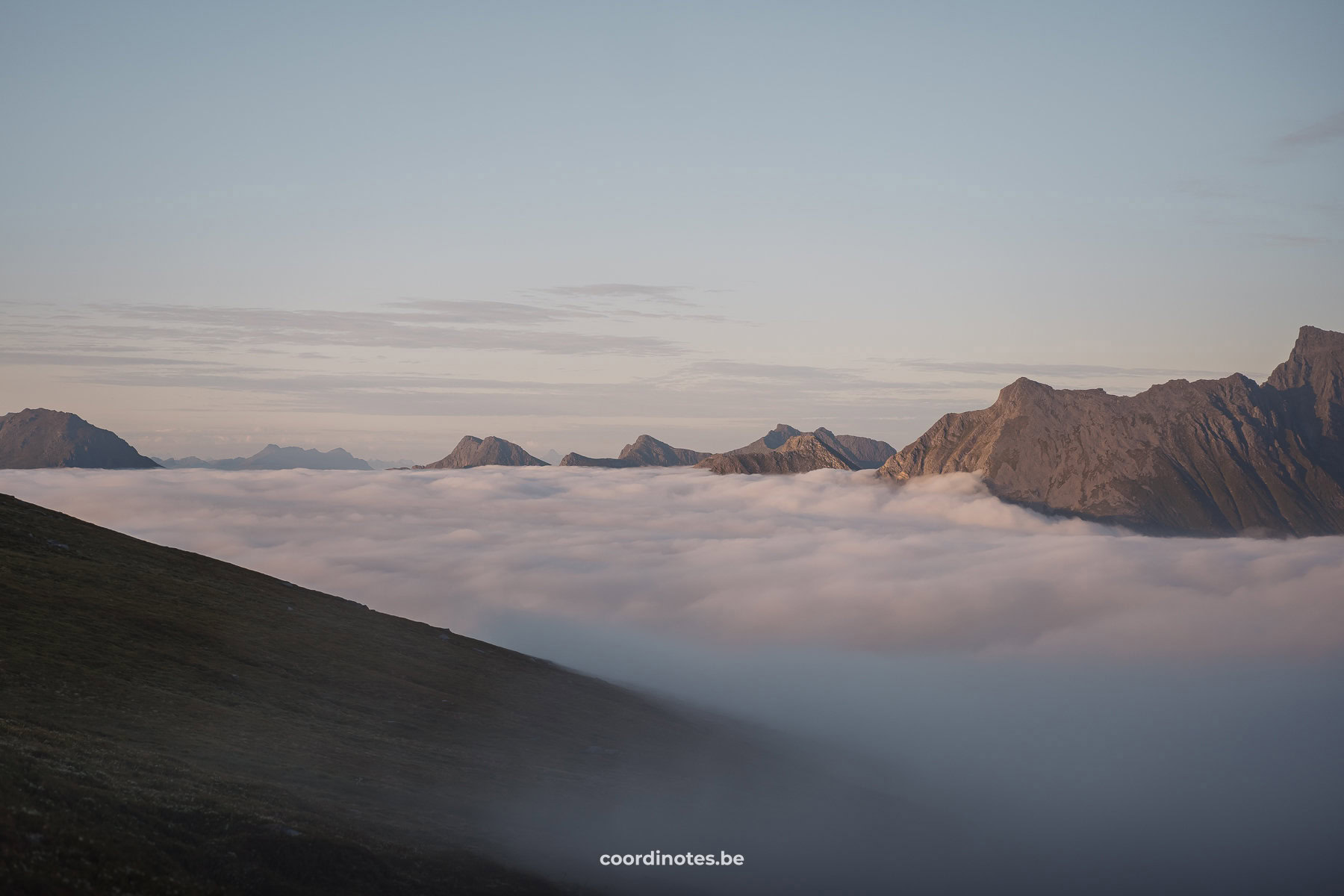 View above the clouds near Ryten, Lofoten