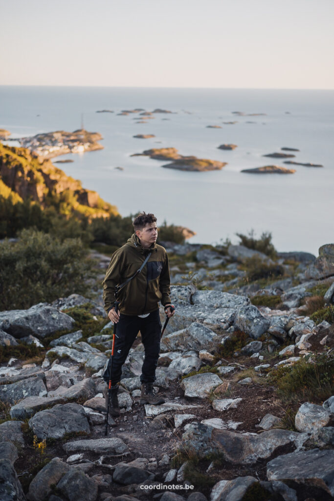 Cedric during the hike at Festvagtind in Lofoten, Norway