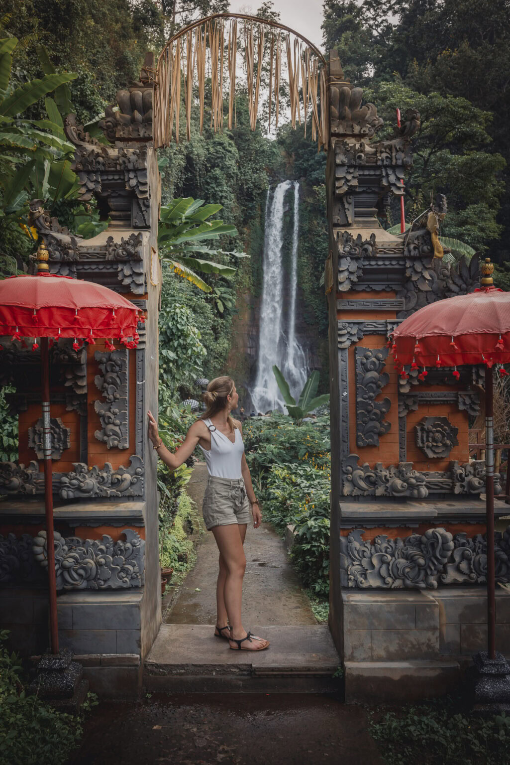 Gate at the Gitgit waterfall in Bali