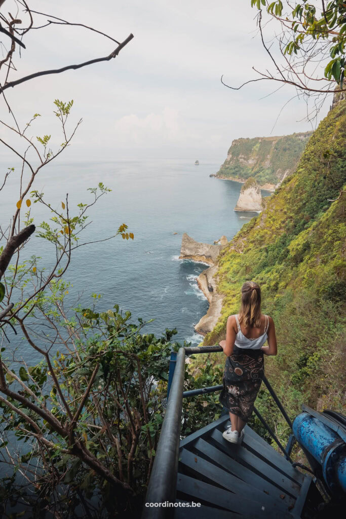 Blue stairs to the Guyangan Waterfall on Nusa Penida