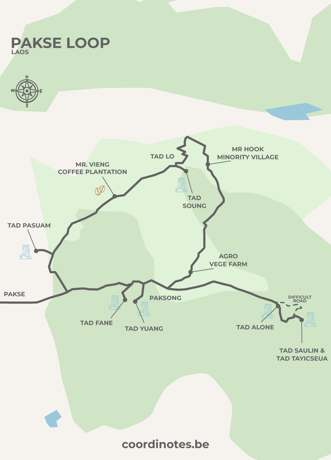 Bolaven Plateau Loop map