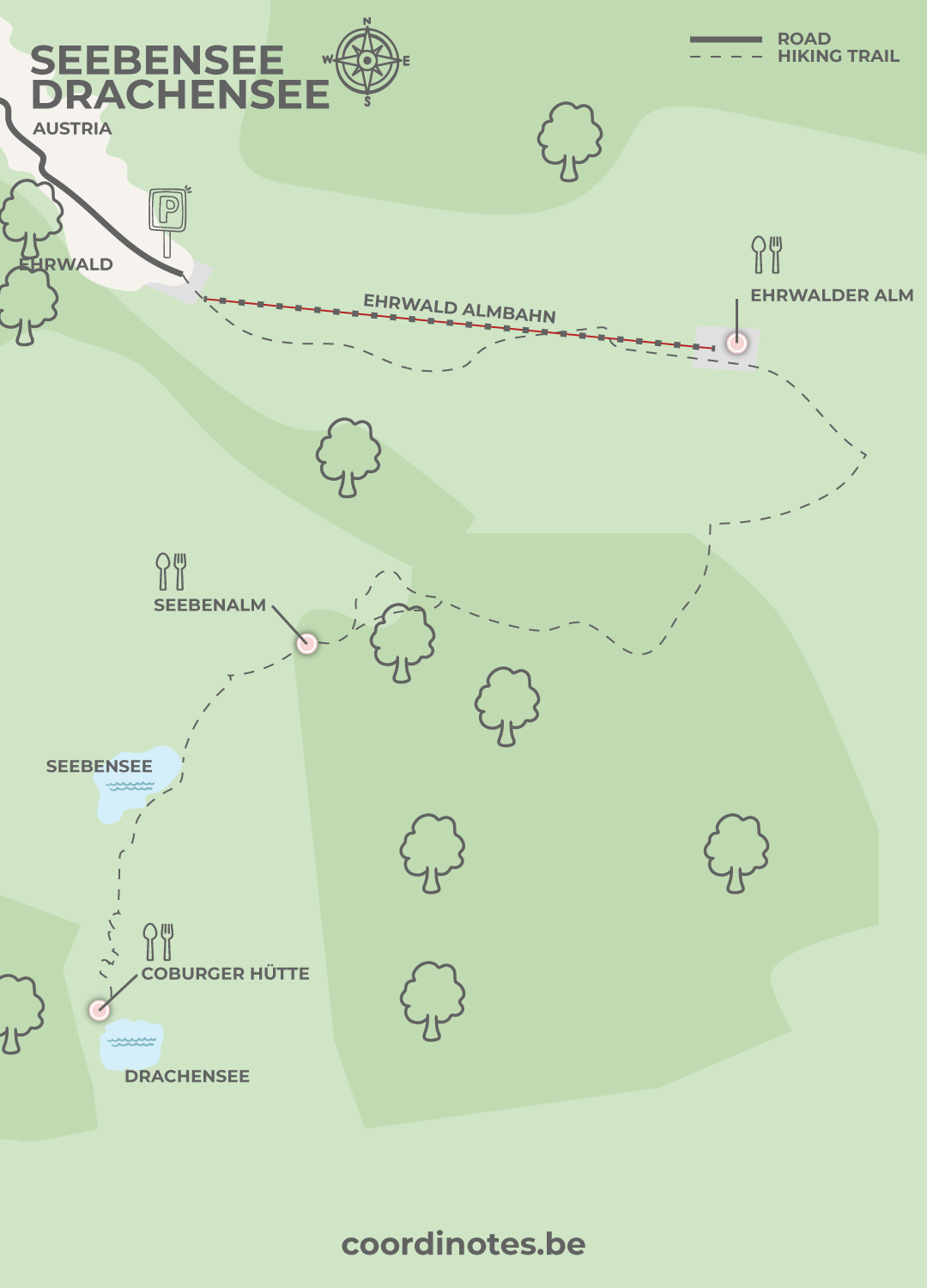 Map about the Seebensee and Drachensee hike